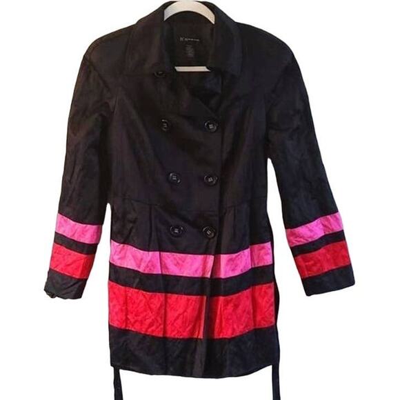 INC International Concepts Trimmed Belted Trench Coat - size Small Petite - Picture 7 of 9